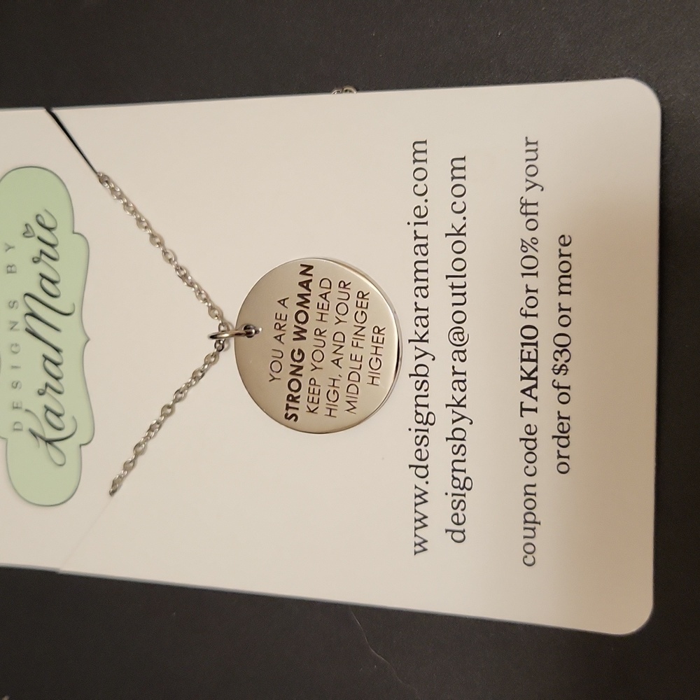 NWT You are a strong woman pendant necklace